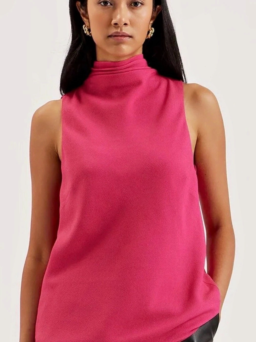 Ted Baker Sleeveless Satin Scarf-Neck Top Pink sz4